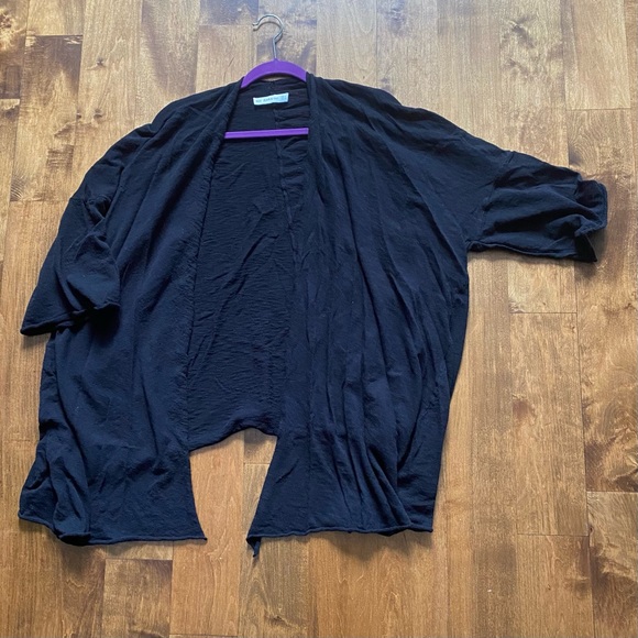 Zara Kimono Black open cardigan cotton knit beach coverup Medium - Picture 4 of 4
